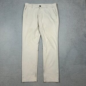 Mugsy Teddy Pants Beige Men's 33x32 Cotton Spandex Business Casual Stretch